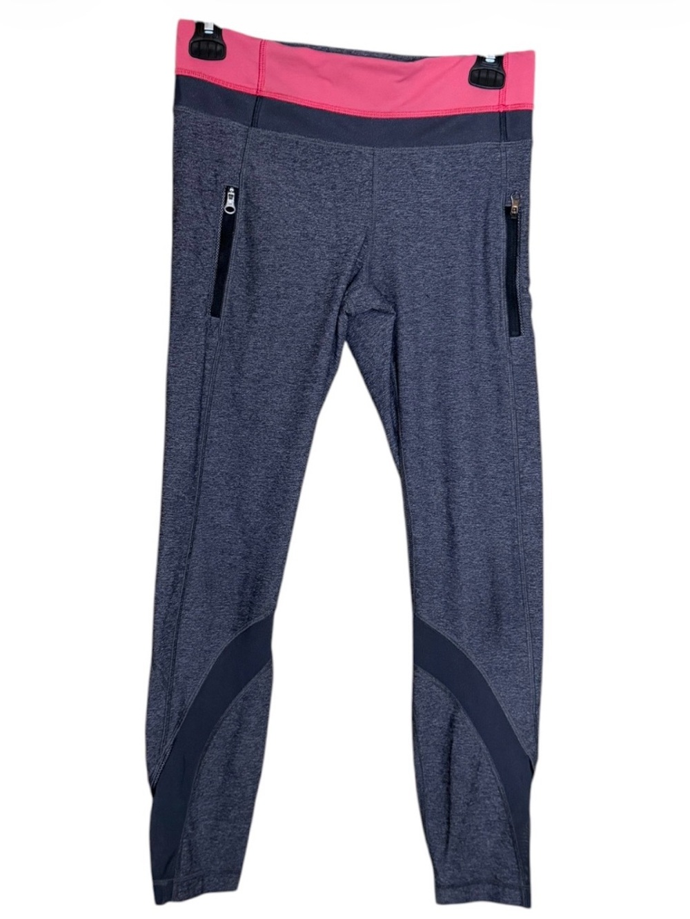 lululemon athletica Heathered Gray Leggings with Pink Waistband
